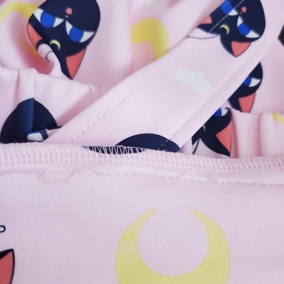HOT TOPIC SAILOR MOON LUNA & MOONS PINK SUSPENDERS SKIRT IRIDESCENT WOMENS (XL) - Picture 7 of 15